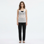 Valenomode - Women’s Sleeveless Scoop Laced Neck Top