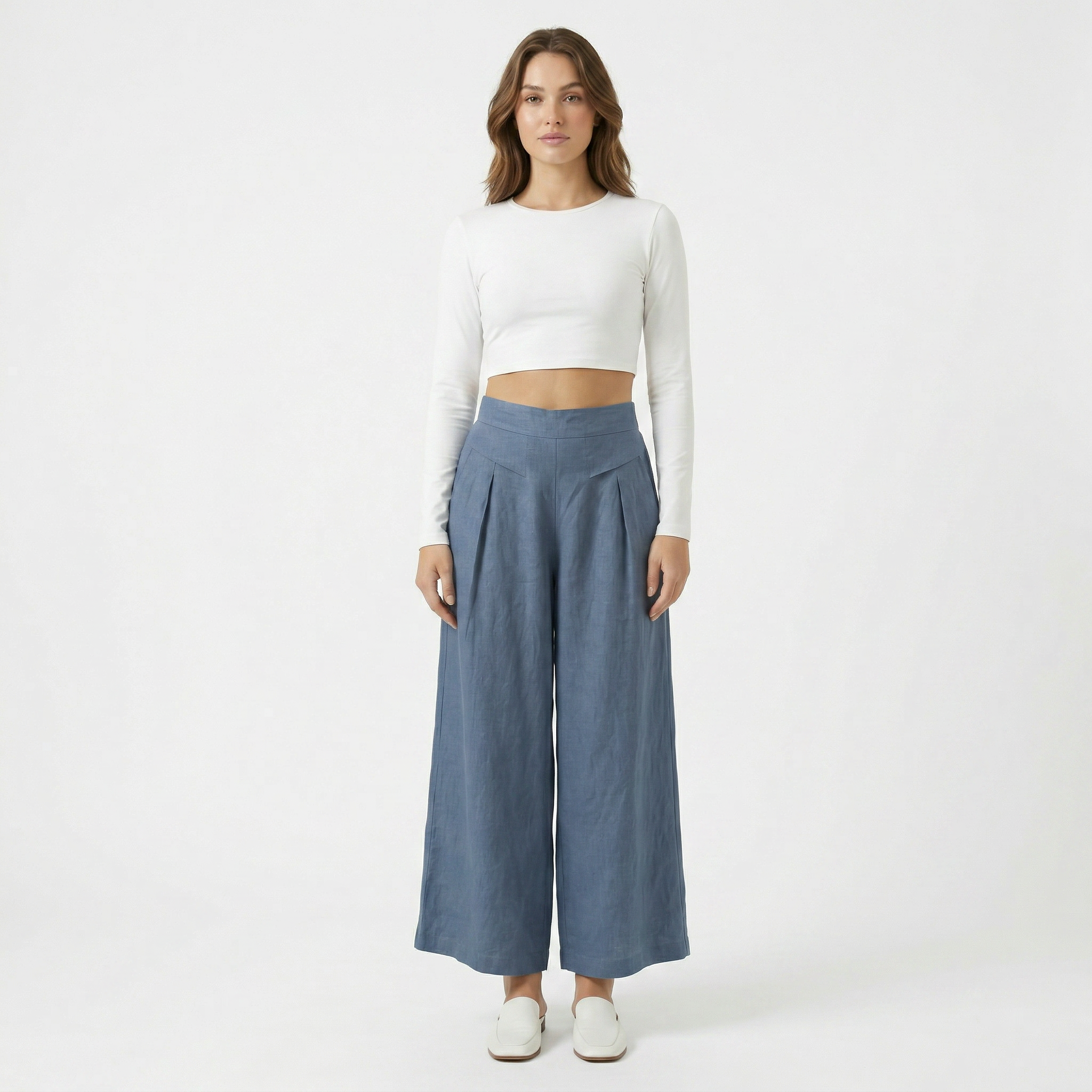 Valenomode - Women’s Wide Leg Summer Pull-On Trousers