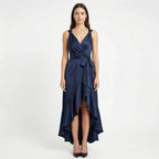 Women's Elegant Sleeveless Belted Midi Dress