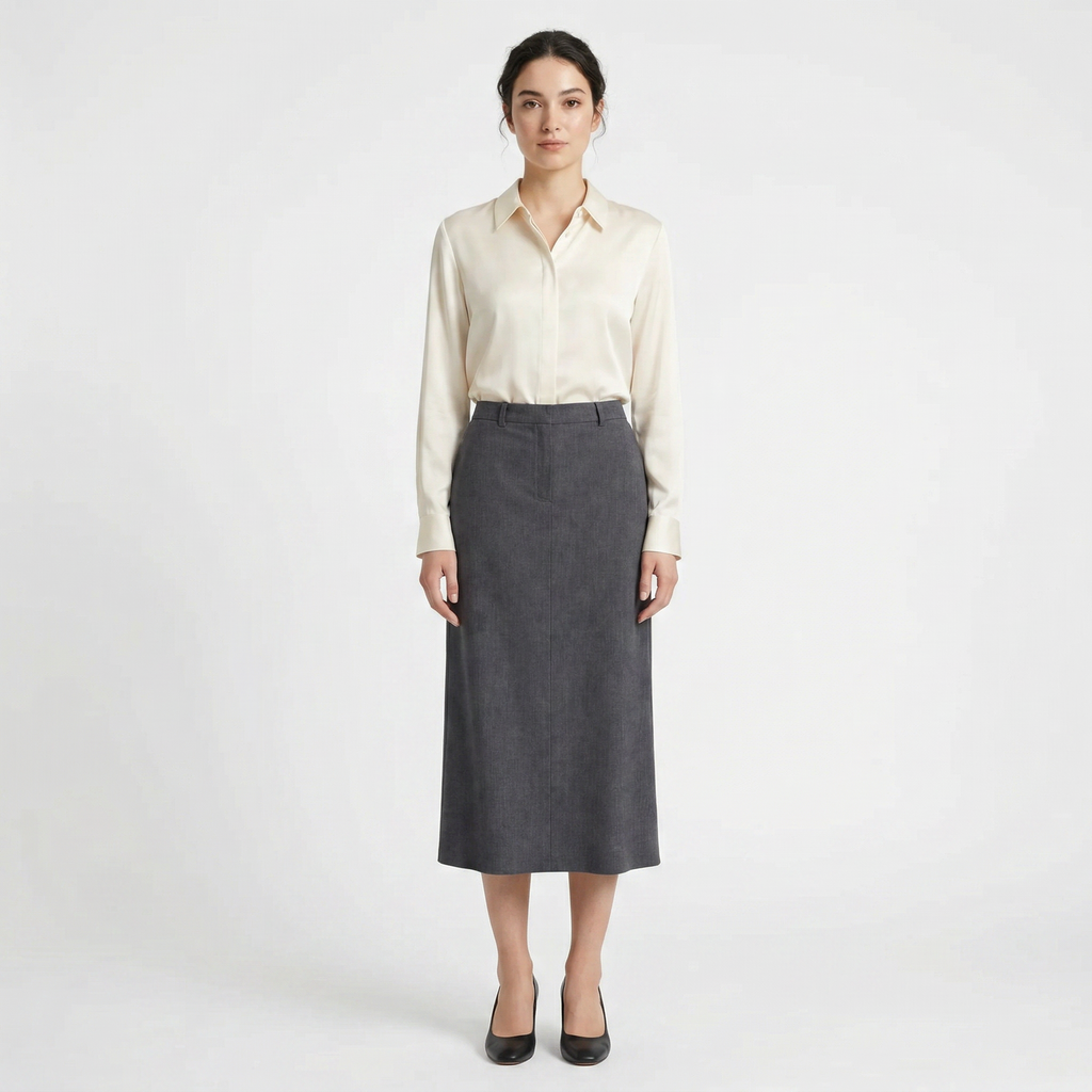 Valenomode - Women’s Straight Leg Elegant Midi Skirt