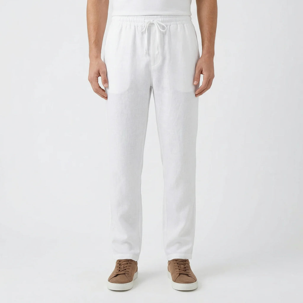 Valenomode - Men’s Linen Drawstring Waist Pants