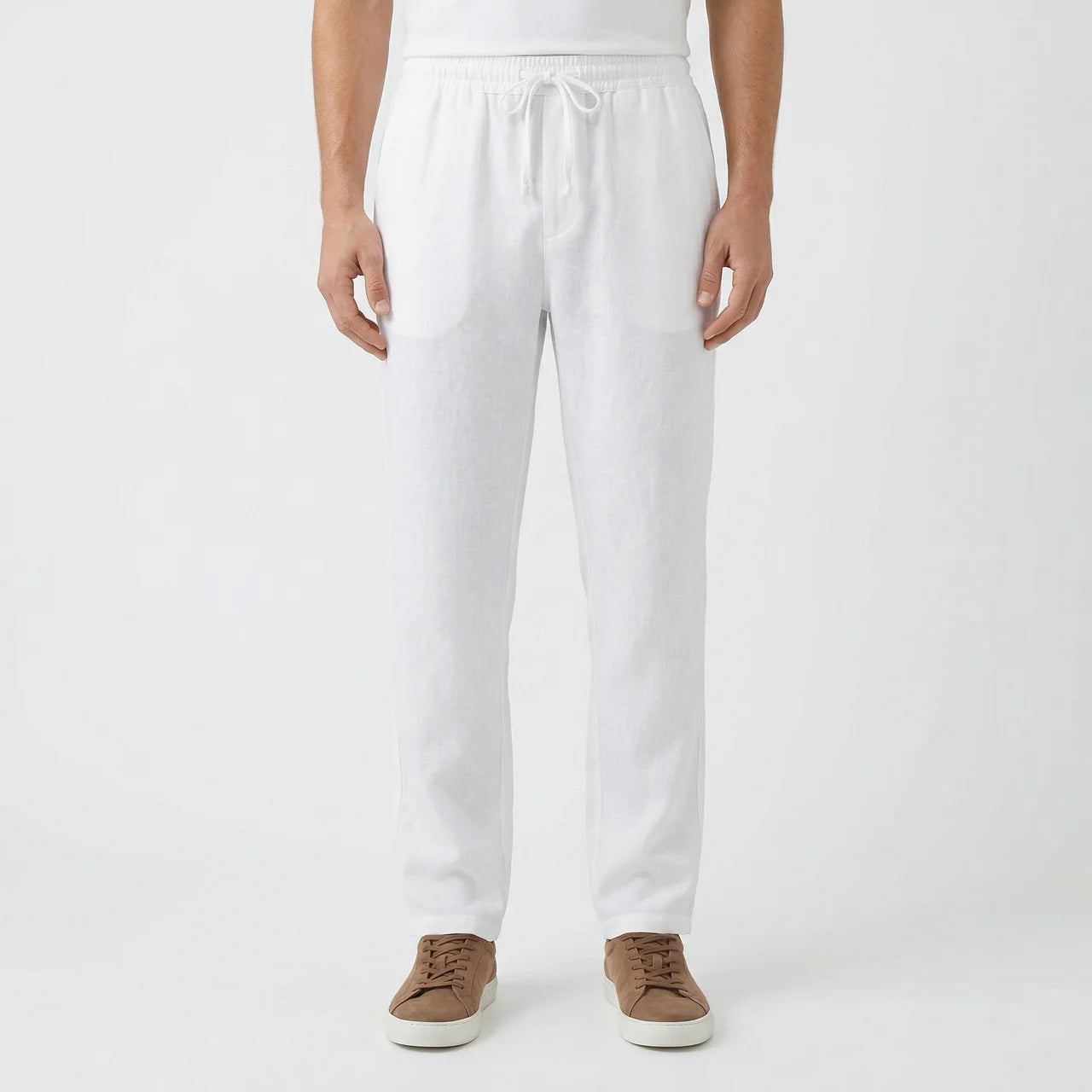 Valenomode - Men’s Linen Drawstring Waist Pants