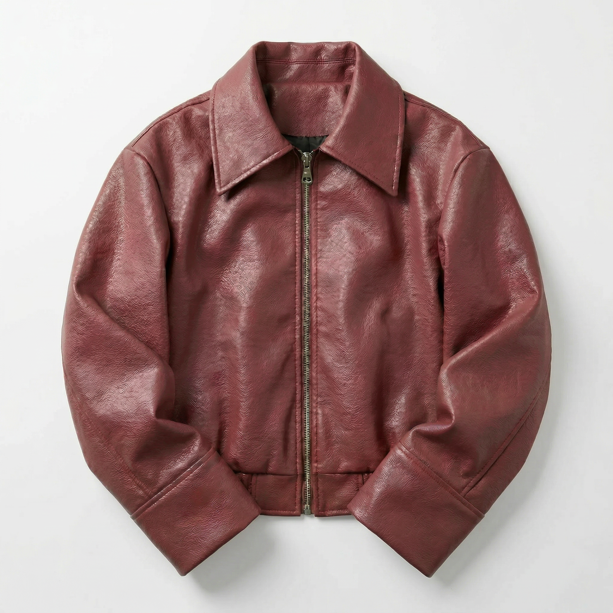 Women's Zip-Up Short Leather Jacket