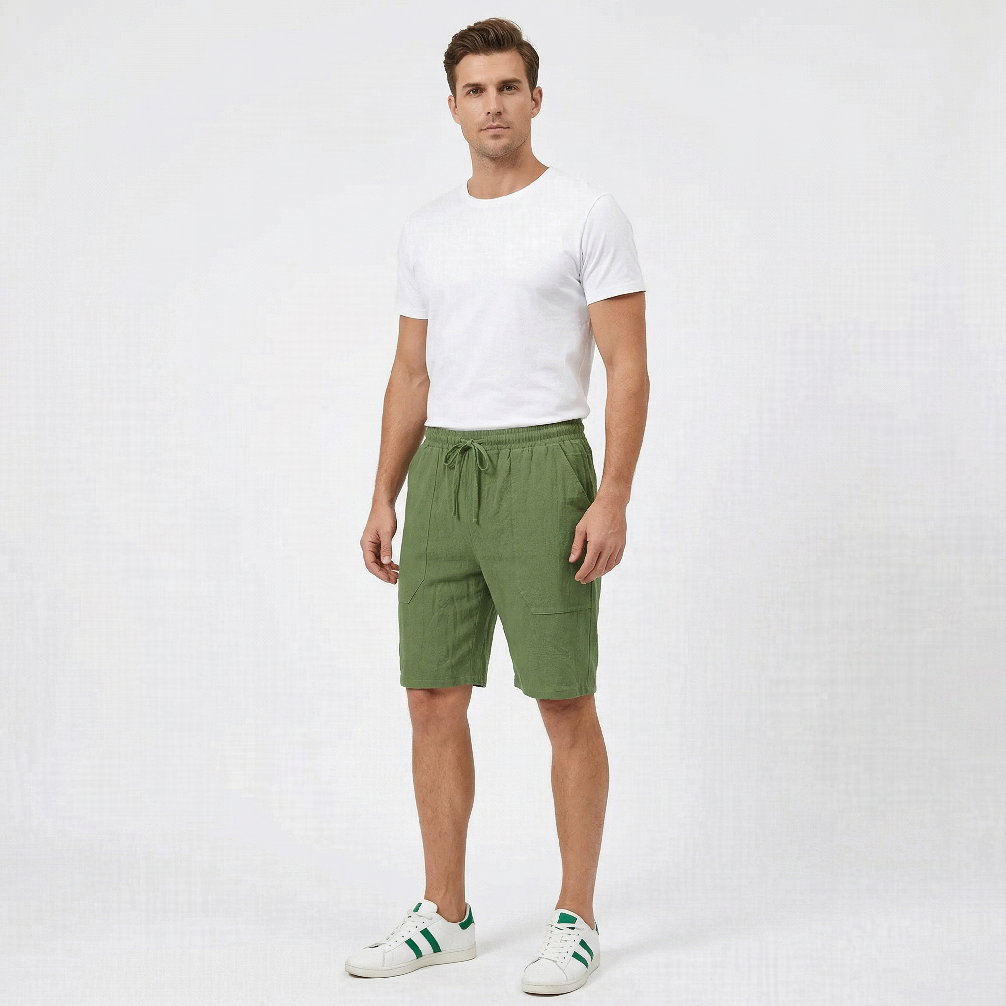 Valenomode - Men’s Linen Drawstring Shorts