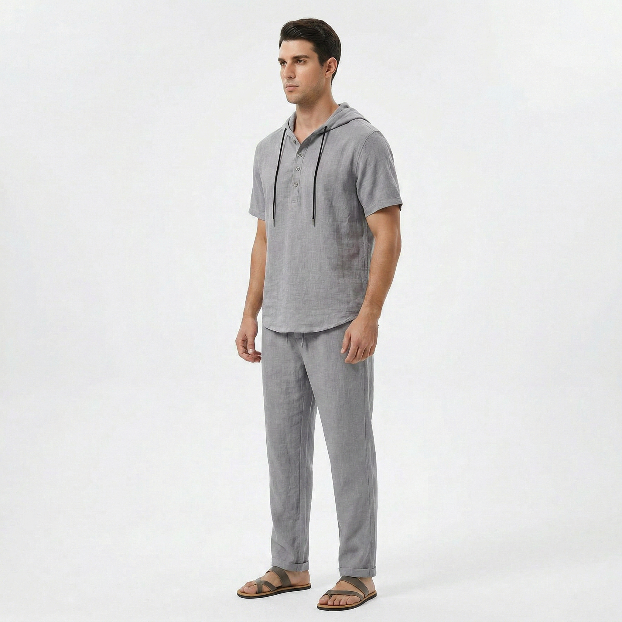 Valenomode - Men’s Linen Hooded Summer Set
