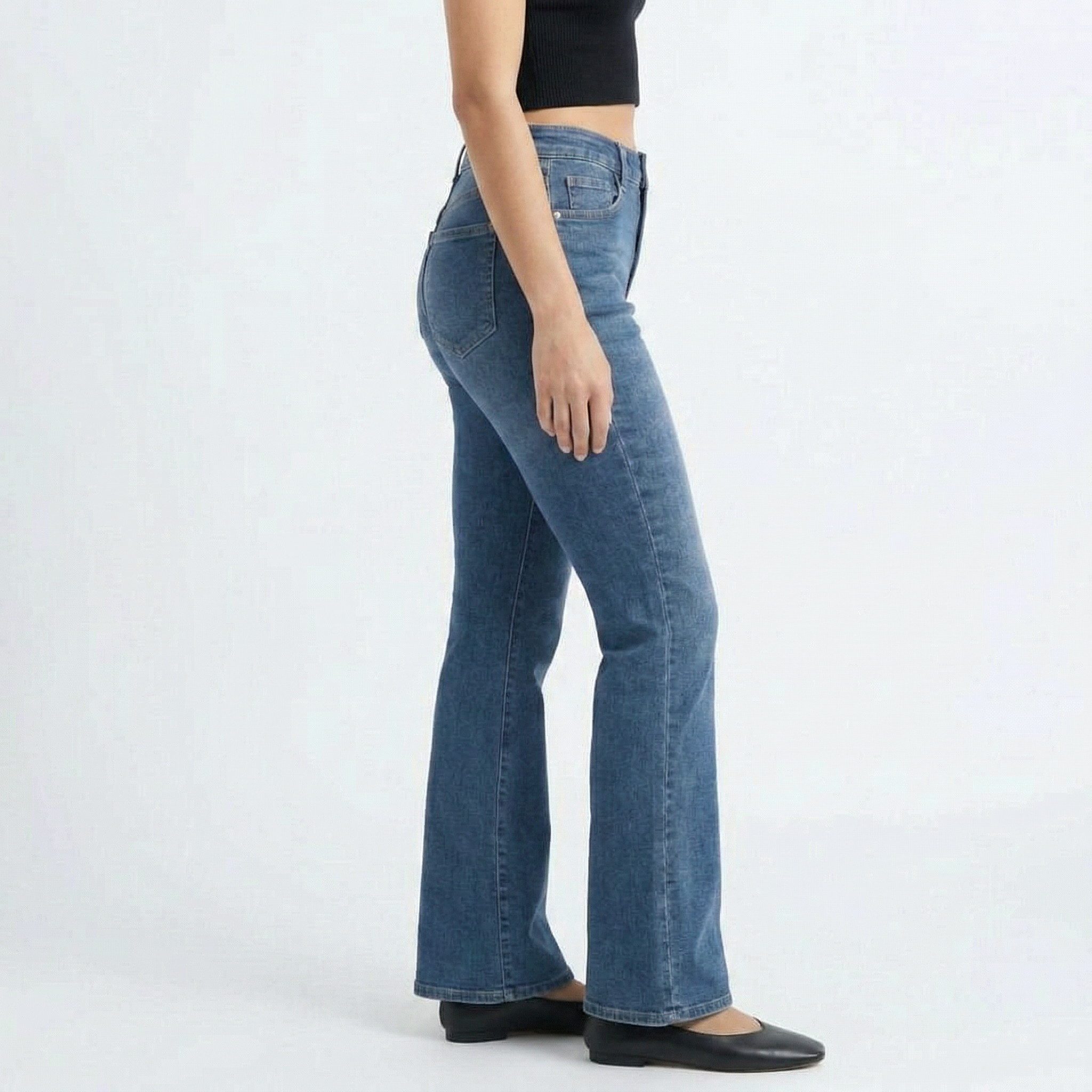 Women's High Waist Barrel Leg Jeans — Retro Wide Fit Stretch Denim