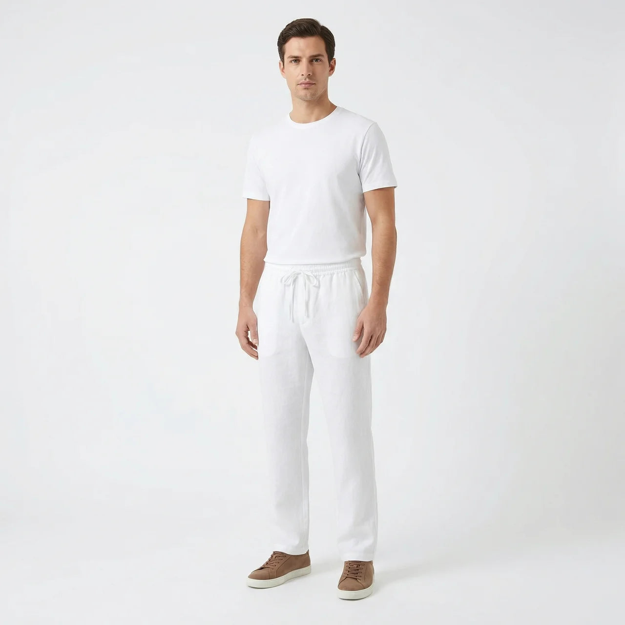 Valenomode - Men’s Linen Drawstring Waist Pants