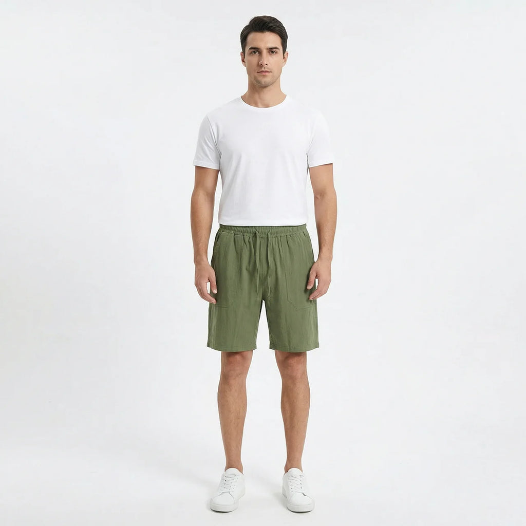 Valenomode - Men’s Pull-On Linen Summer Shorts