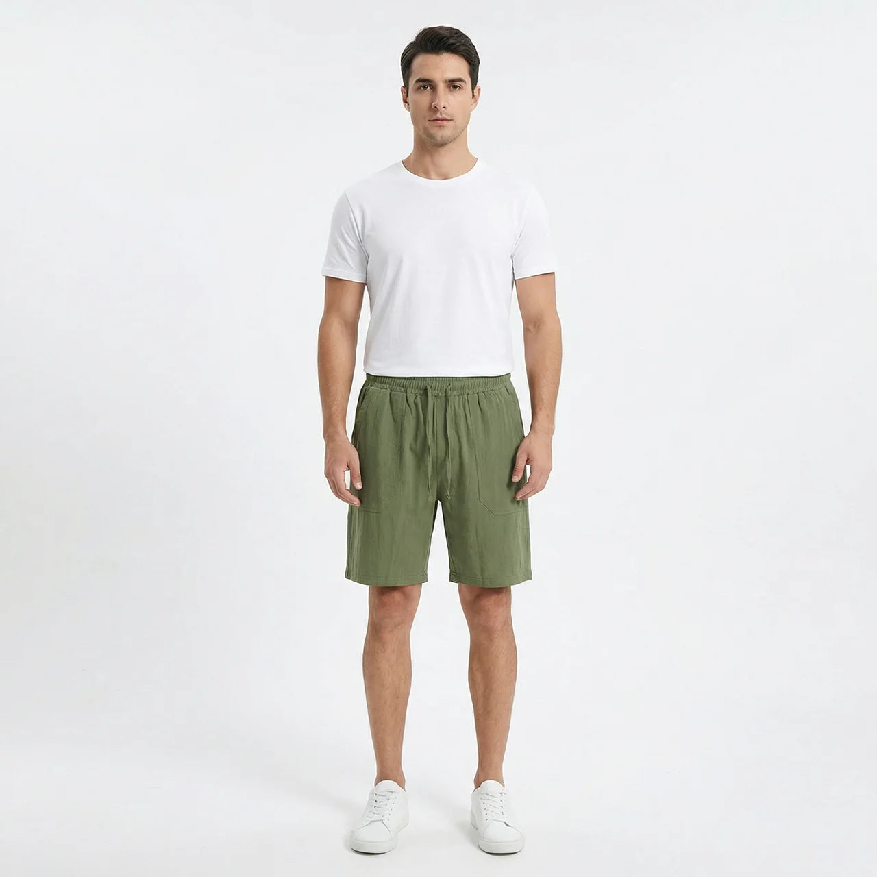 Valenomode - Men’s Pull-On Linen Summer Shorts