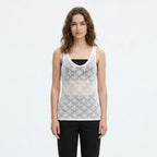 Valenomode - Women’s Sleeveless Scoop Laced Neck Top