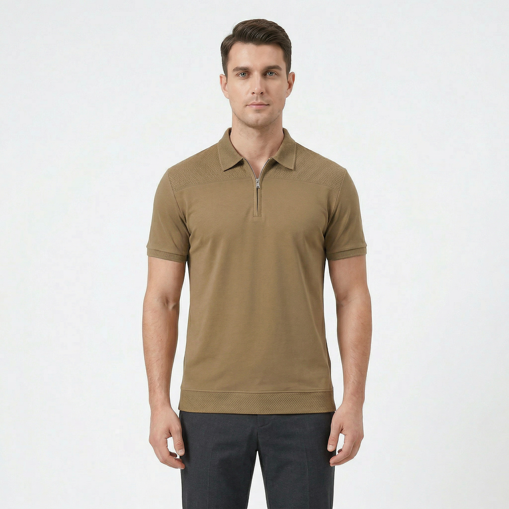 Men's Short Sleeve Zip Polo Shirt