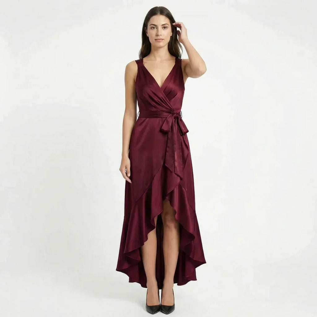 Women's Elegant Sleeveless Belted Midi Dress