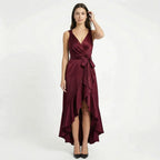 Women's Elegant Sleeveless Belted Midi Dress