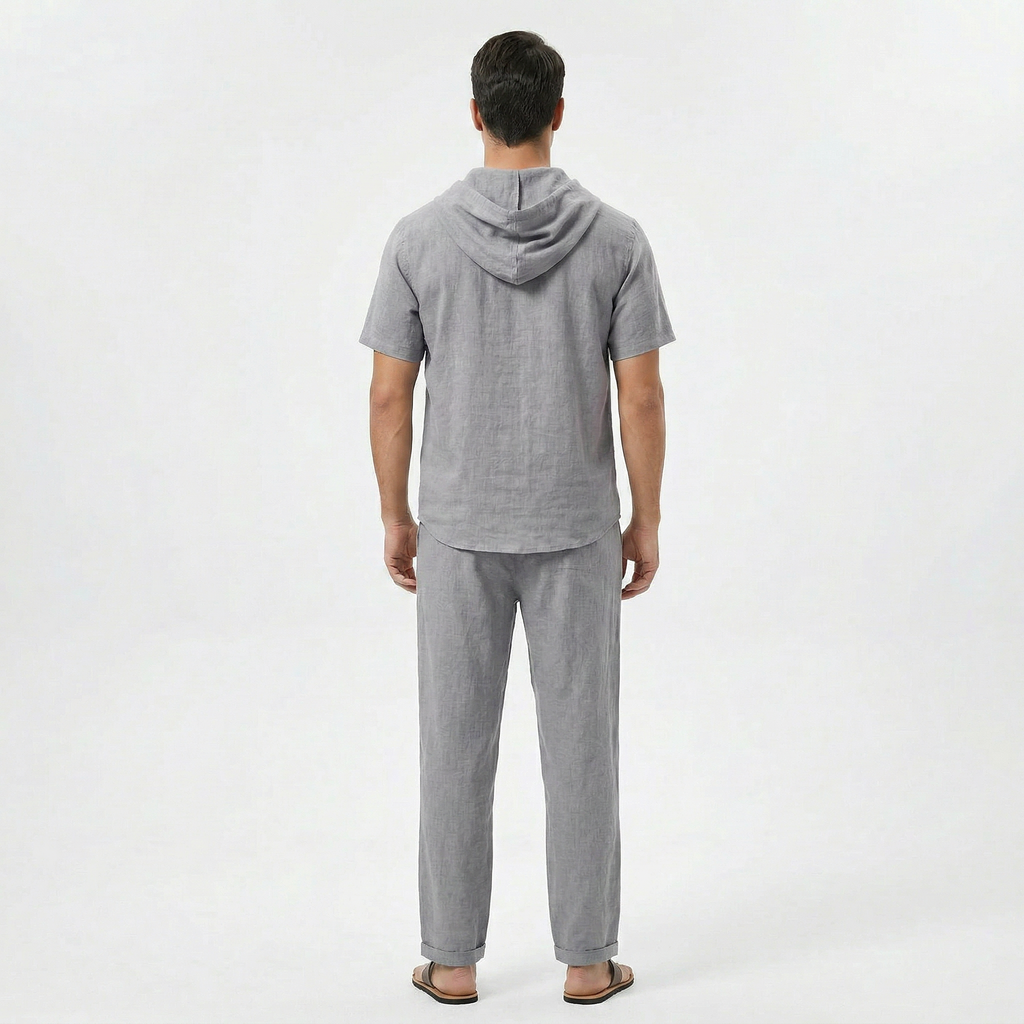 Valenomode - Men’s Linen Hooded Summer Set