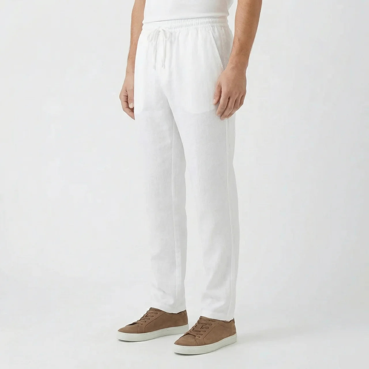 Valenomode - Men’s Linen Drawstring Waist Pants