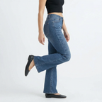 Women's High Waist Barrel Leg Jeans — Retro Wide Fit Stretch Denim