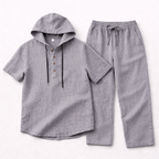 Valenomode - Men’s Linen Hooded Summer Set