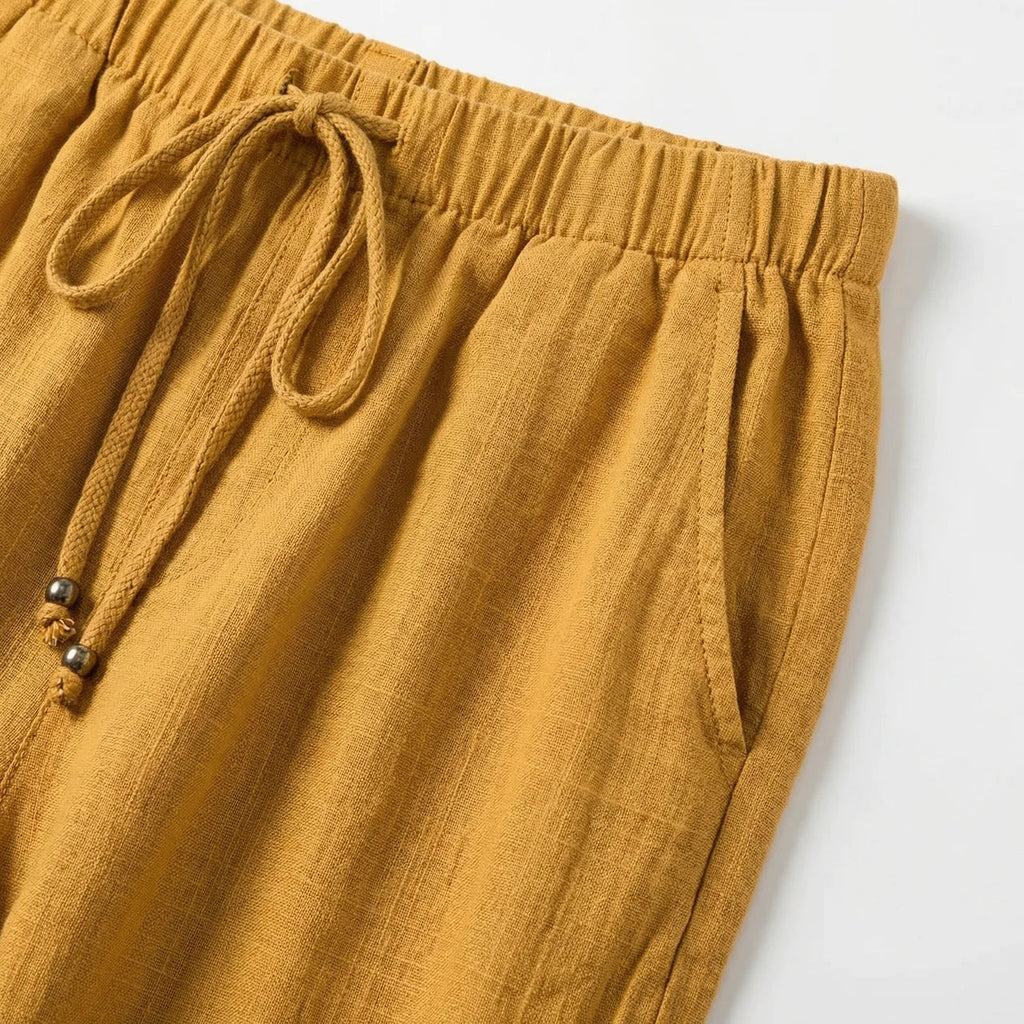 Women's Wide Leg Linen Drawstring Trousers