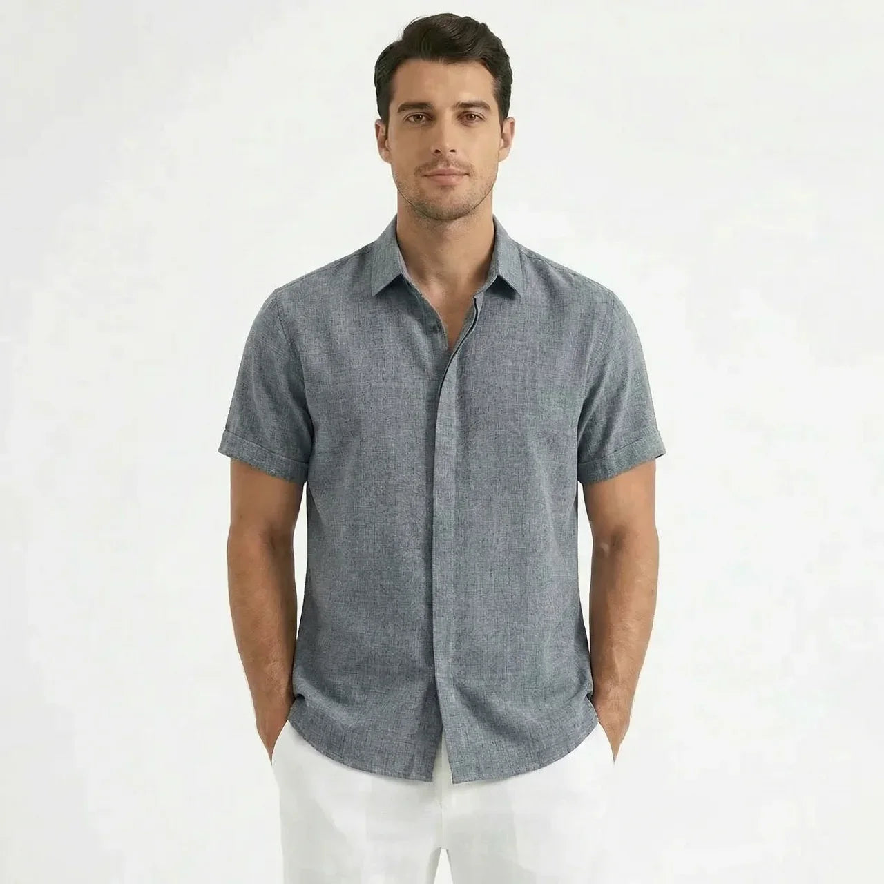 Men’s Casual Linen Short Sleeve Shirt