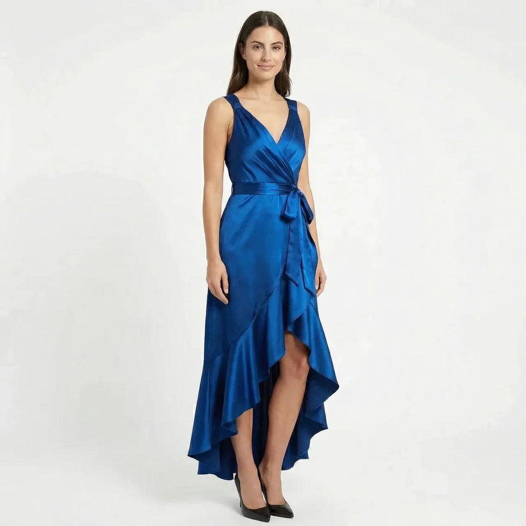 Women's Elegant Sleeveless Belted Midi Dress