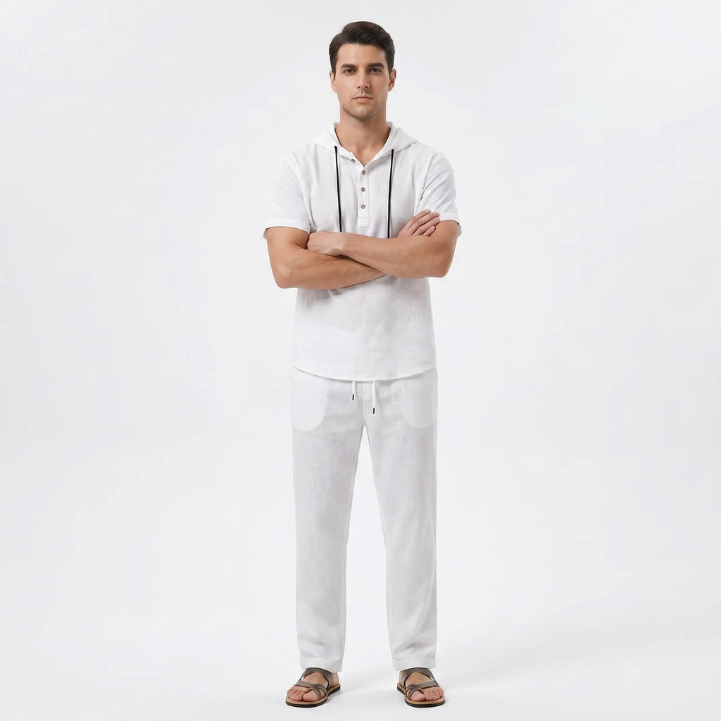 Valenomode - Men’s Linen Hooded Summer Set