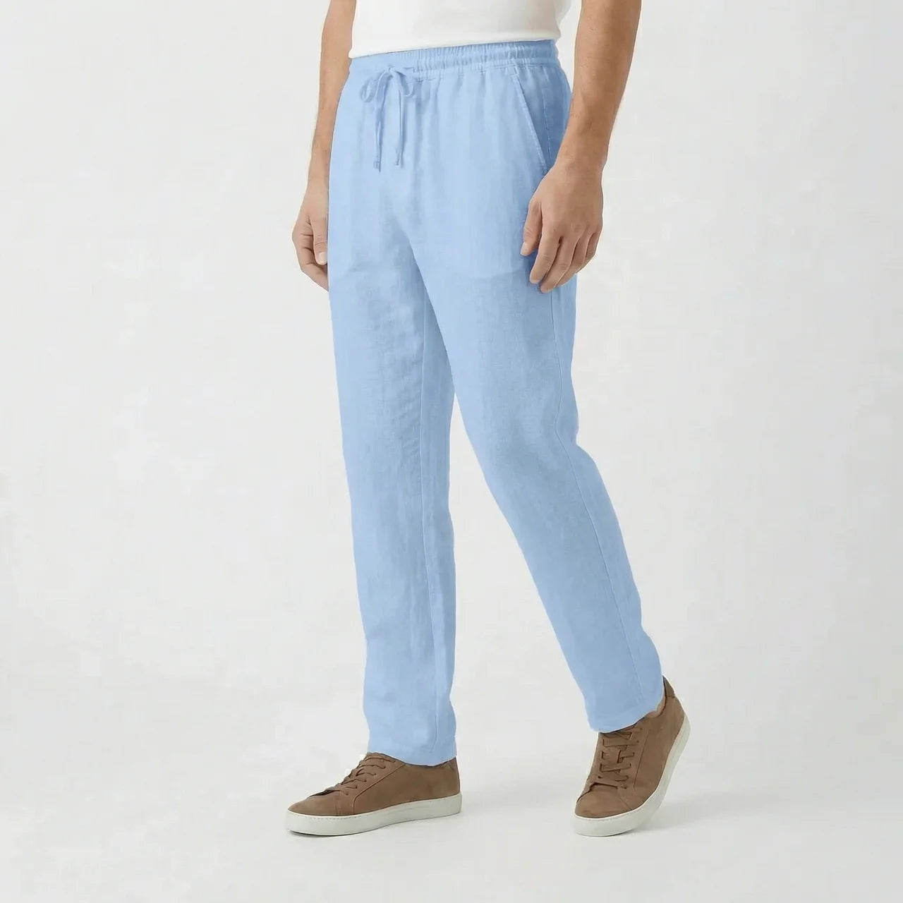 Valenomode - Men’s Linen Drawstring Waist Pants
