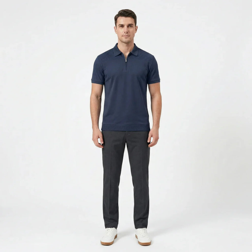 Men's Short Sleeve Zip Polo Shirt