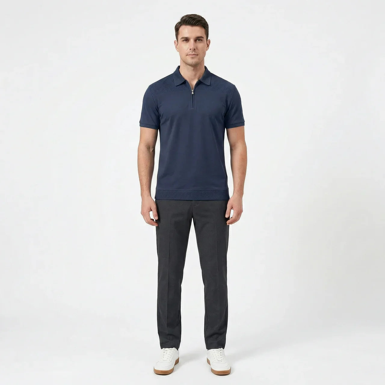Men's Short Sleeve Zip Polo Shirt