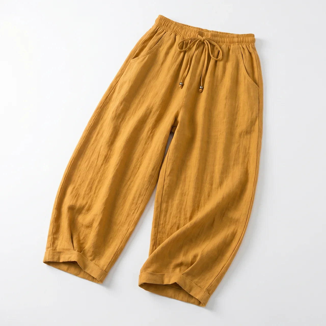 Women's Wide Leg Linen Drawstring Trousers