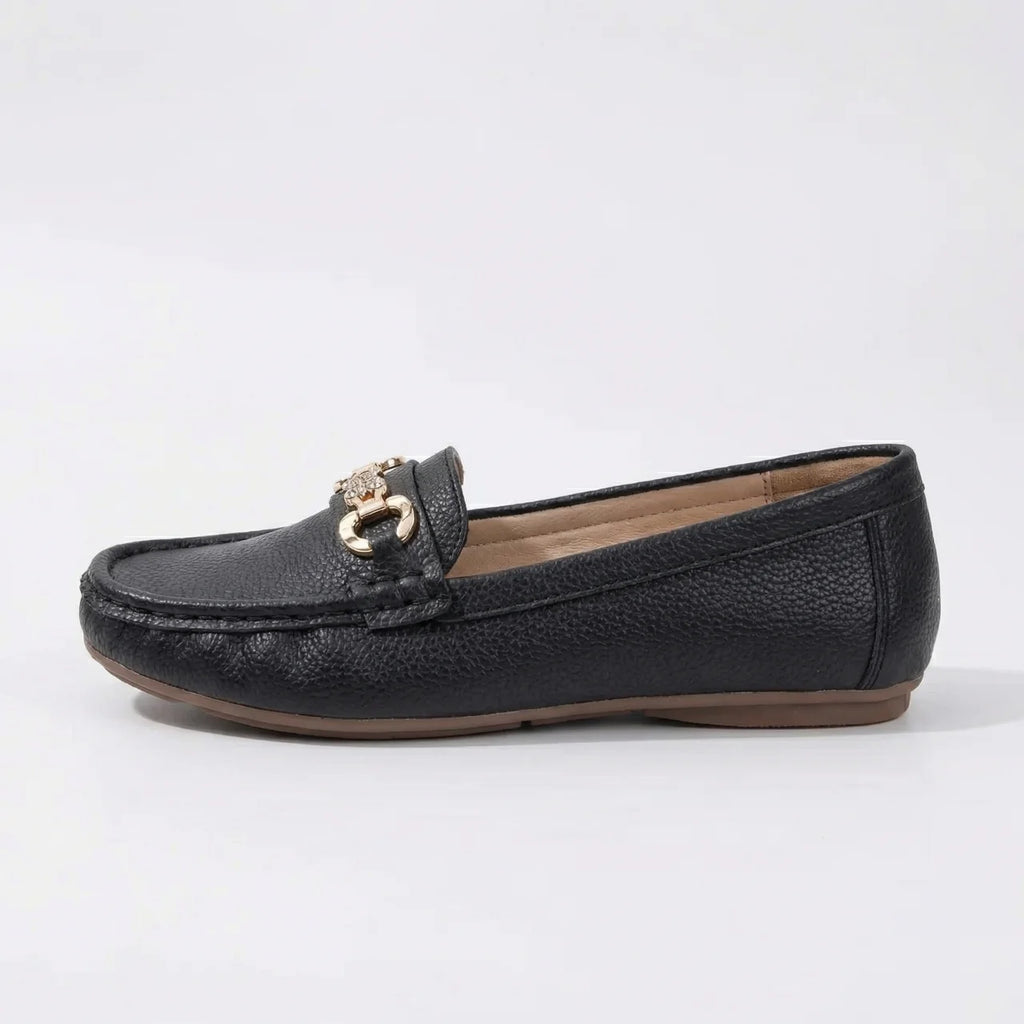 Valenomode - Women’s Chain Detail Flat Loafers