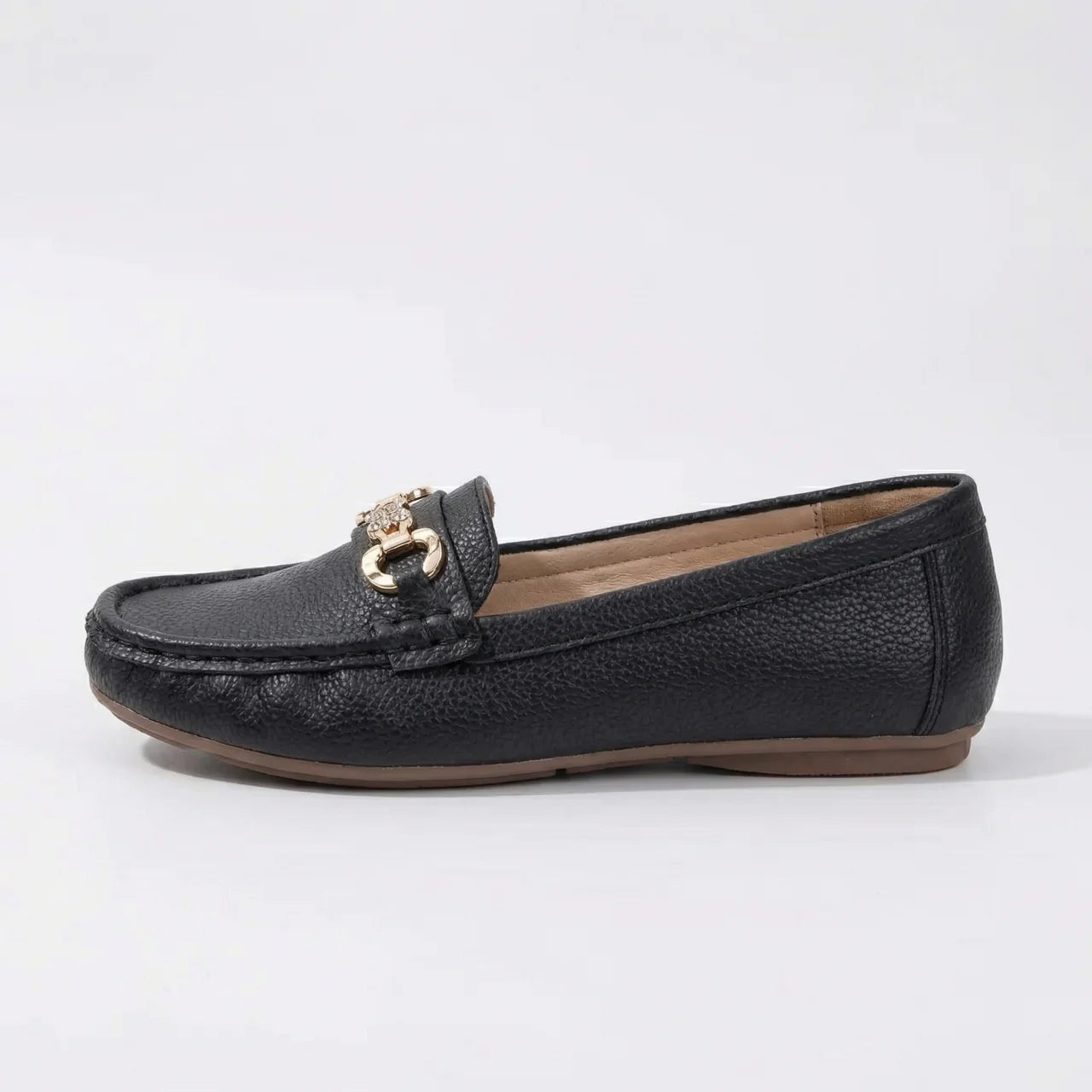 Valenomode - Women’s Chain Detail Flat Loafers