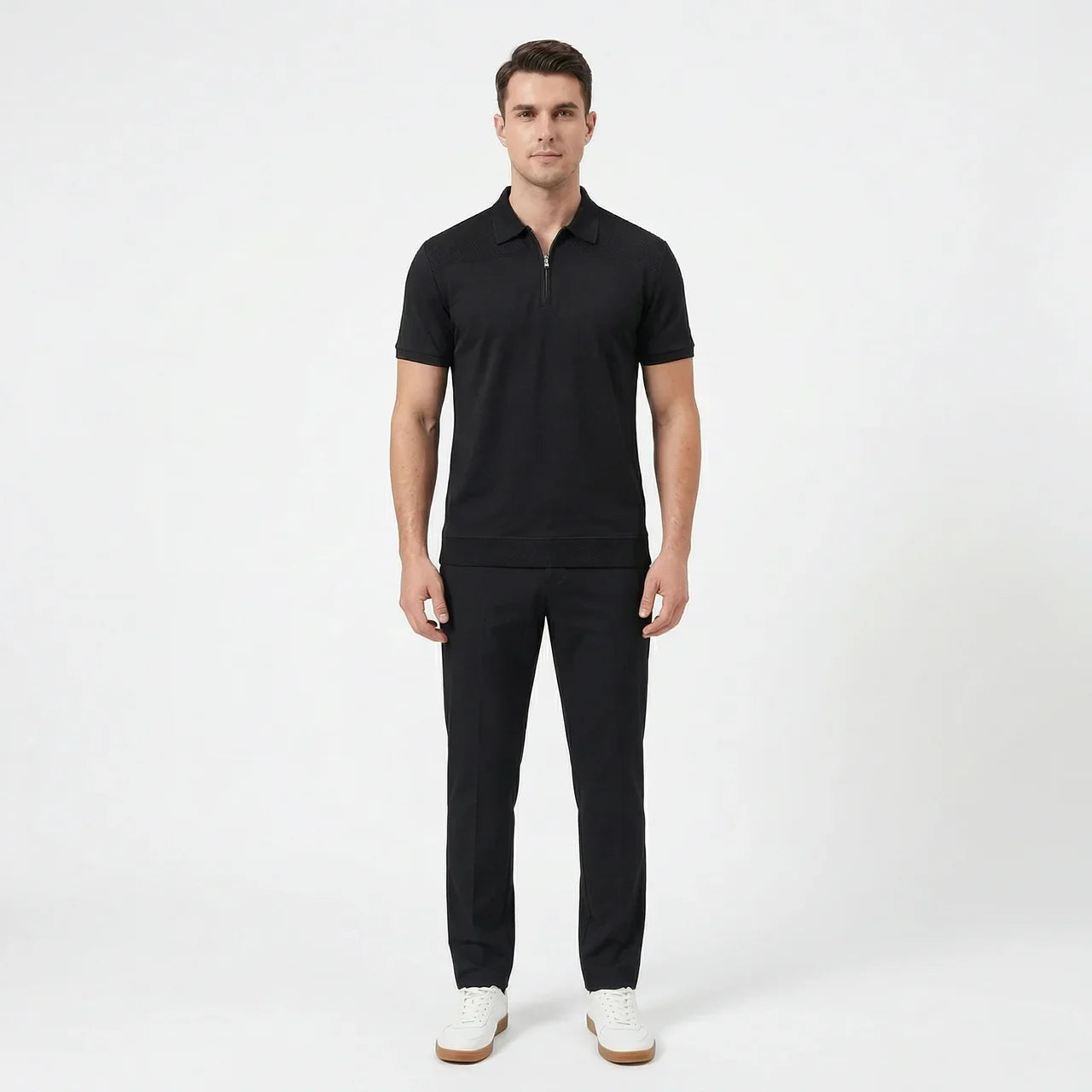Men's Short Sleeve Zip Polo Shirt