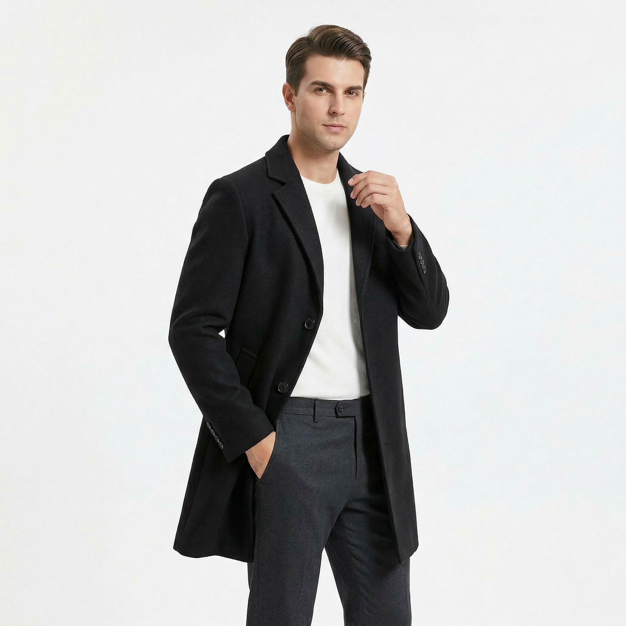 Men's Wool Business Trench Coat