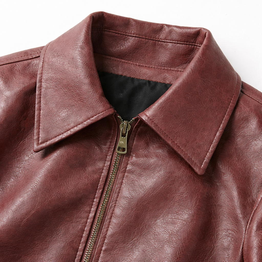 Women's Zip-Up Short Leather Jacket