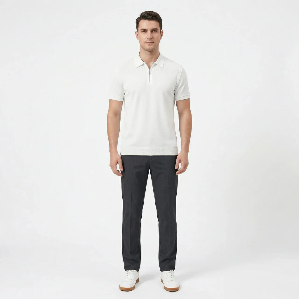 Men's Short Sleeve Zip Polo Shirt