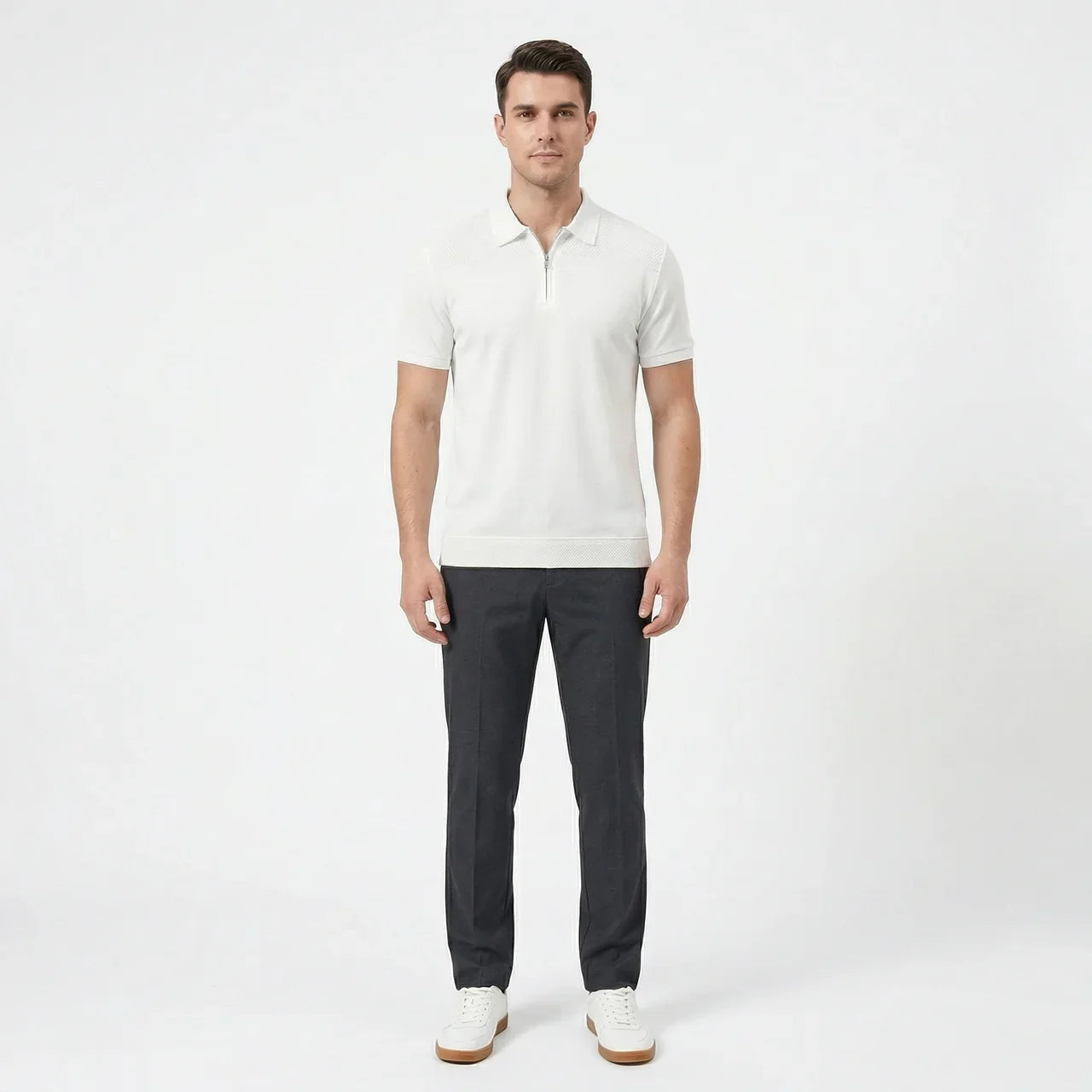 Men's Short Sleeve Zip Polo Shirt