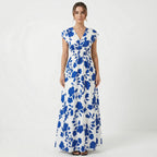 Women’s Elegant Floral Print Summer Maxi Dress