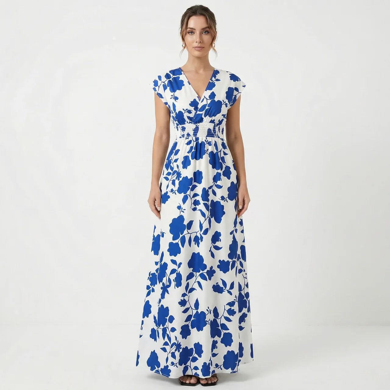 Women’s Elegant Floral Print Summer Maxi Dress