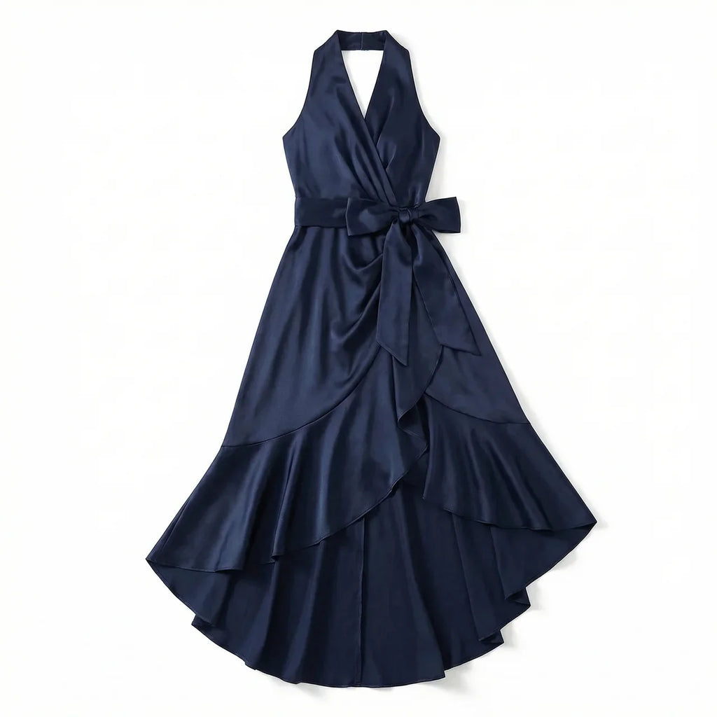 Women's Elegant Sleeveless Belted Midi Dress