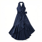 Women's Elegant Sleeveless Belted Midi Dress