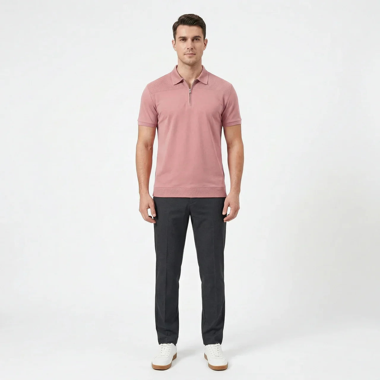 Men's Short Sleeve Zip Polo Shirt