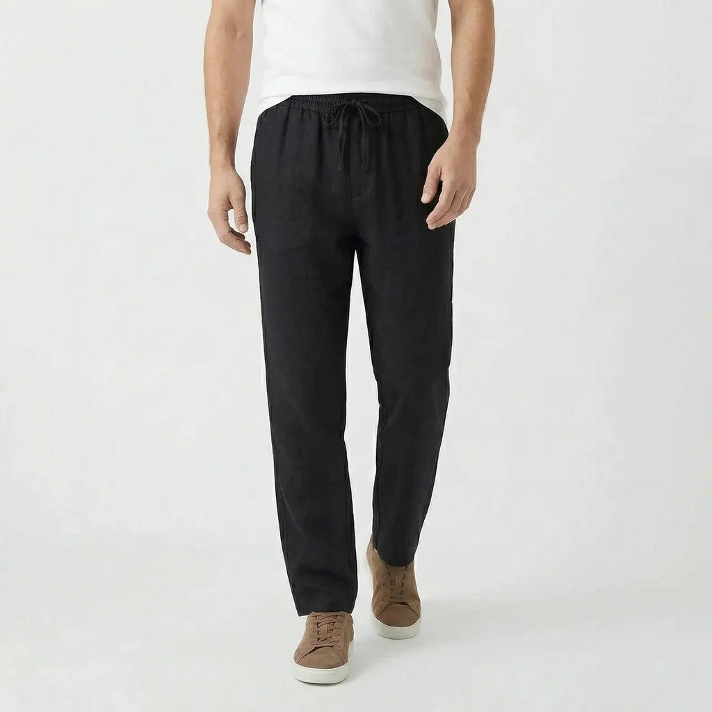 Valenomode - Men’s Linen Drawstring Waist Pants