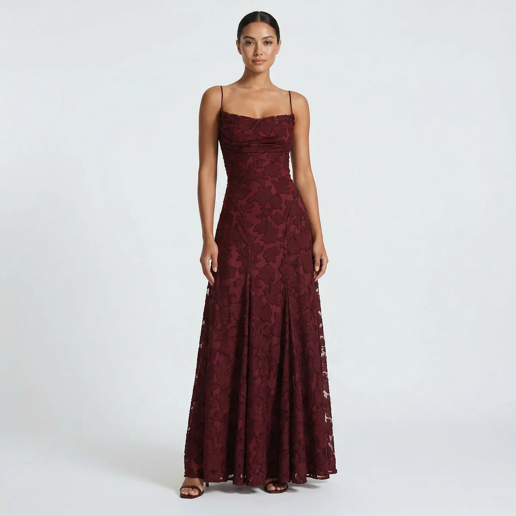 Women’s Lace-Up Back Wedding Guest Maxi Dress