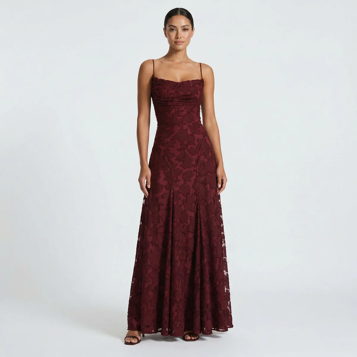 Women’s Lace-Up Back Wedding Guest Maxi Dress