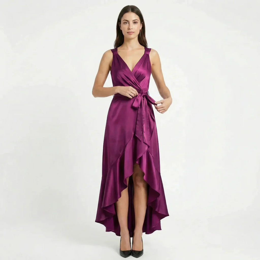 Women's Elegant Sleeveless Belted Midi Dress