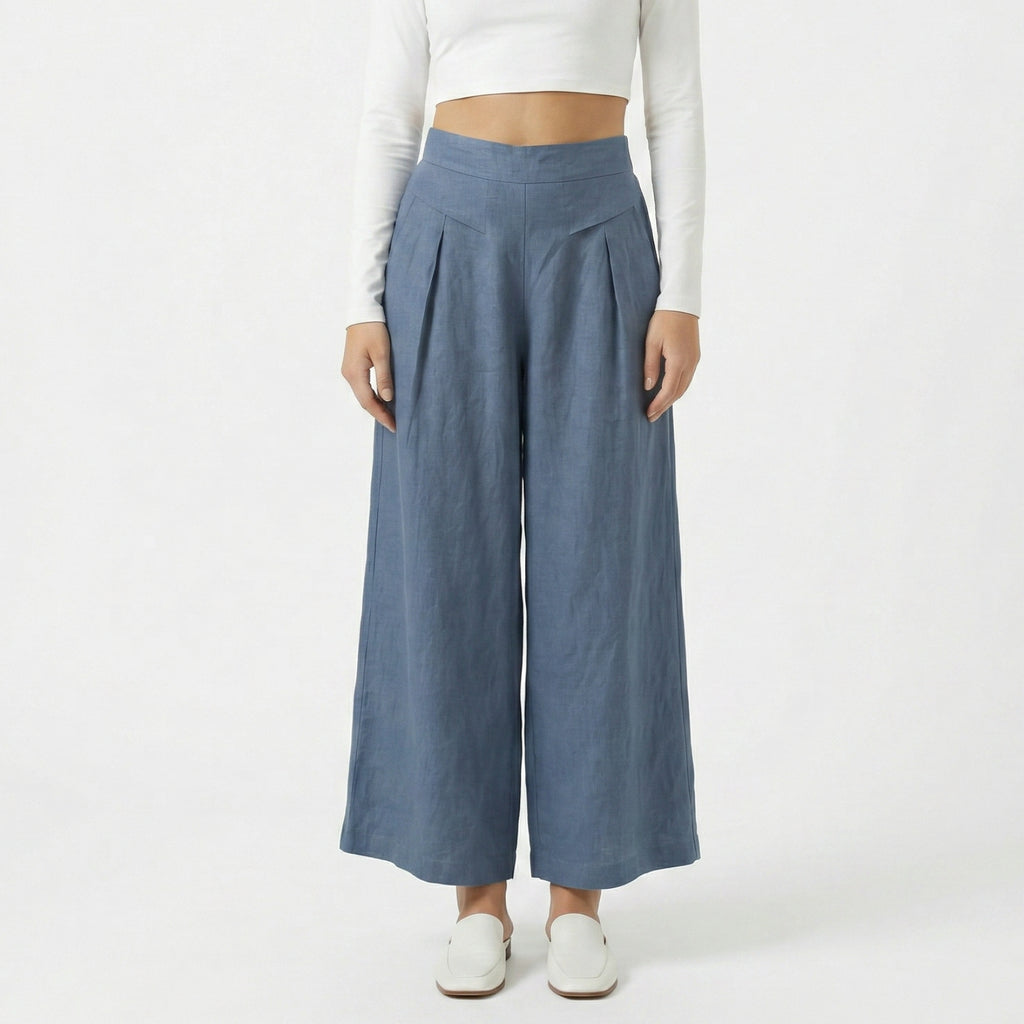 Valenomode - Women’s Wide Leg Summer Pull-On Trousers