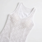 Valenomode - Women’s Sleeveless Scoop Laced Neck Top