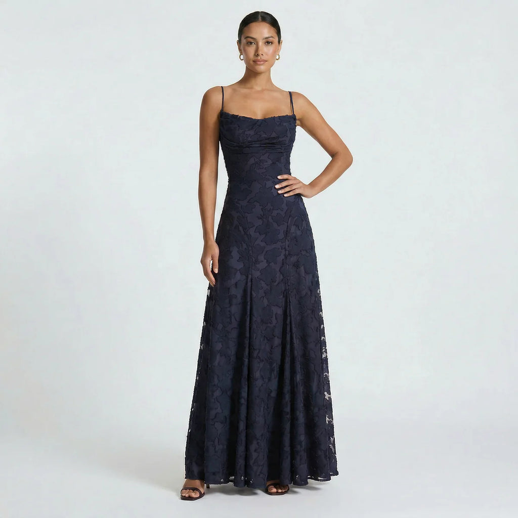 Women’s Lace-Up Back Wedding Guest Maxi Dress