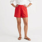 Valenomode - Women’s Elastic Waist Linen Shorts