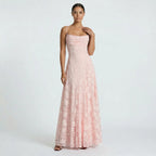 Women’s Lace-Up Back Wedding Guest Maxi Dress